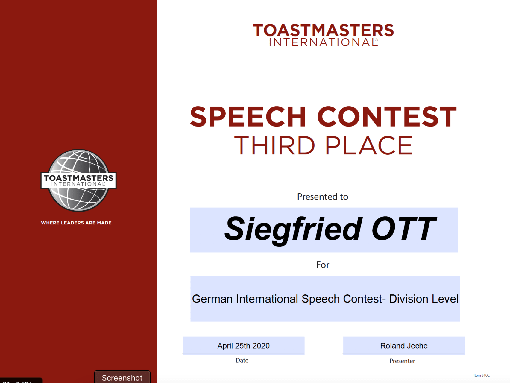 Toastmasters International Speech Contest